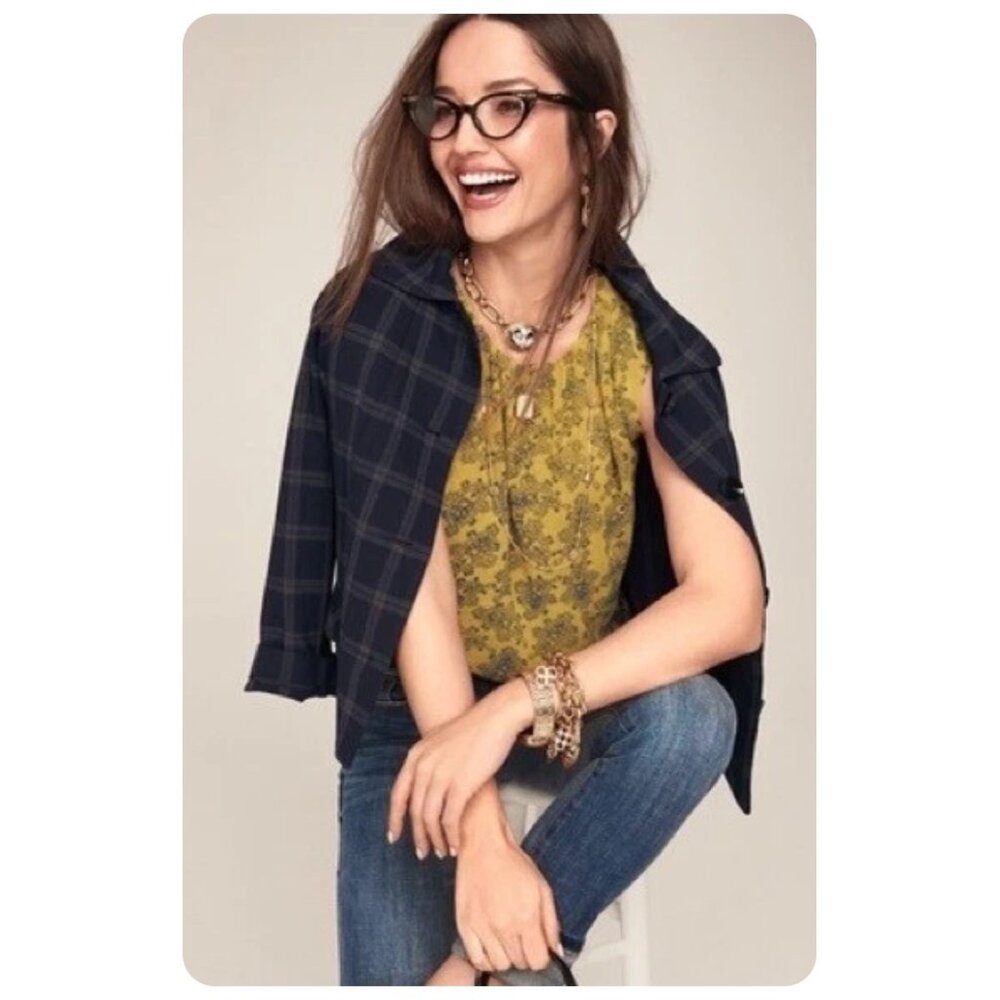 ! CAbi 3617 Yellow Paisley Sleeveless Blouse sz M